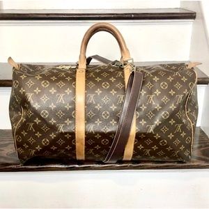 Auth LOUIS VUITTON Monogram Keepall Boston Weekend Travel Bag LV 50